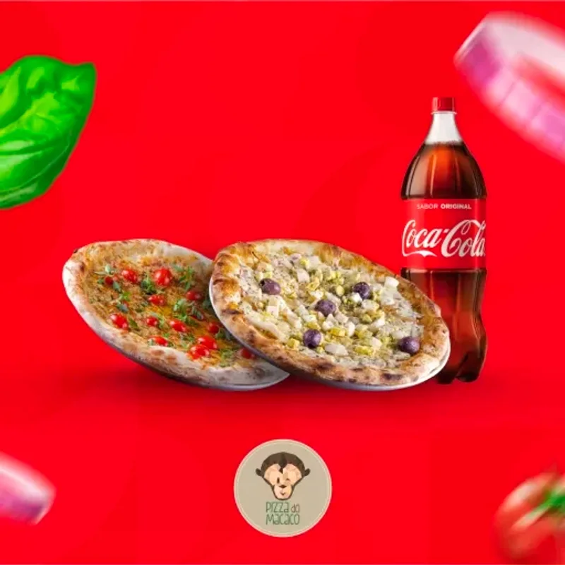 2 Pizzas Médias Tradicionais + Coca-Cola 2 L